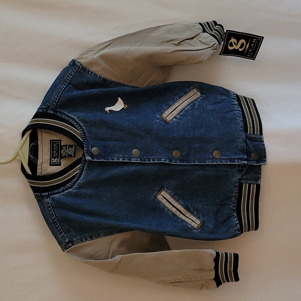 NWT Gear For Sports Varsity Denim Jacket Toddler Size 3T Duck Goose Lined NEW
